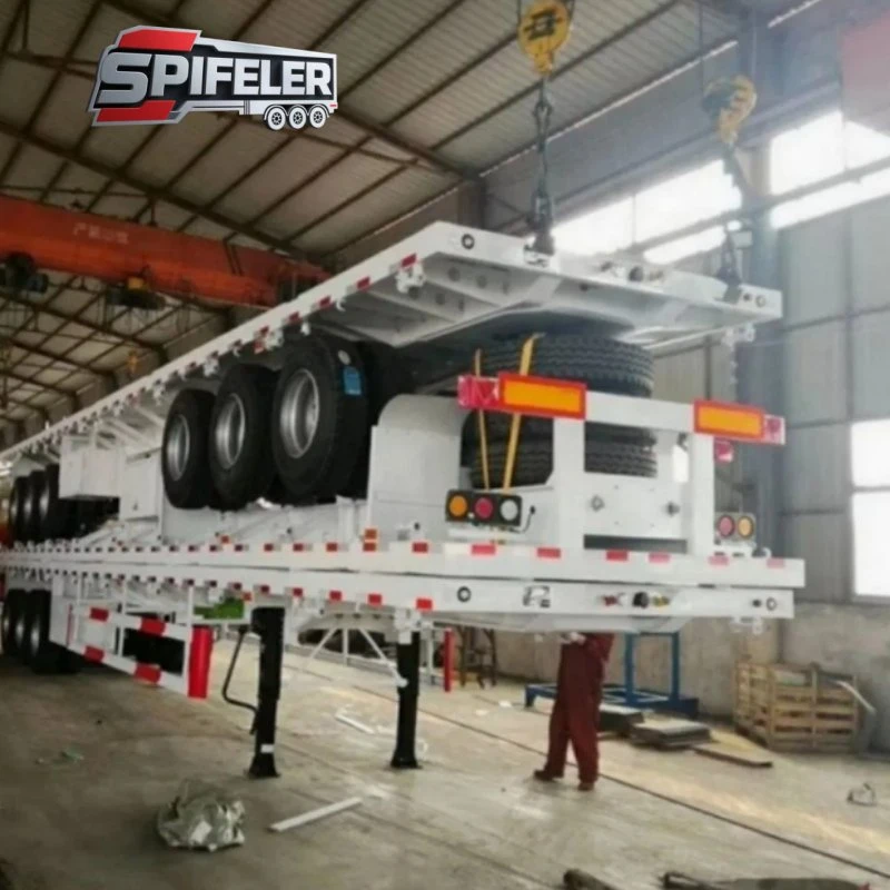 Modern-Semi-Truck-Tri-Axle-Steel-Frame-Twist-Lock-Container-Haulage-Skeleton-Trailer 5 - Modern-Semi-Truck-Tri-Axle-Steel-Frame-Twist-Lock-Container-Haulage-Skeleton-Trailer 5 -
